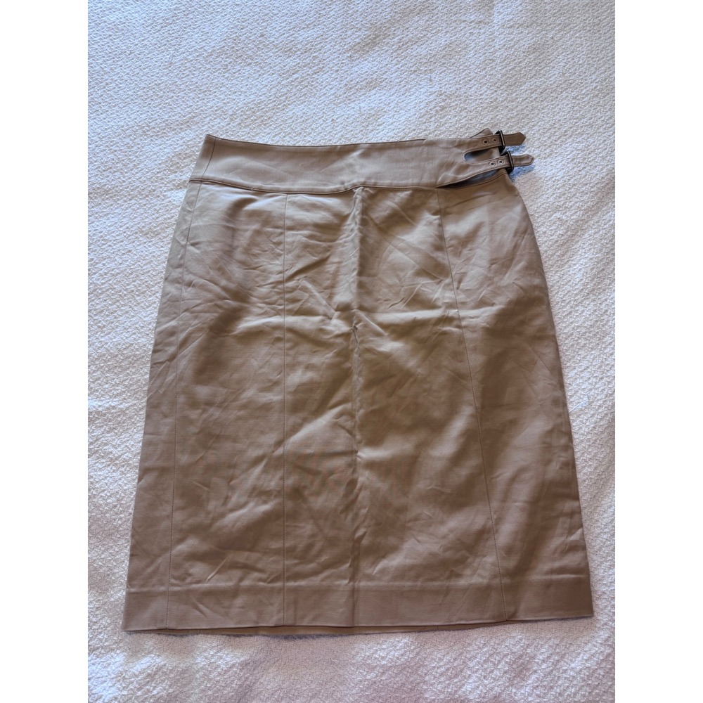 Lauren Ralph Lauren Khaki Tan Double Buckle Side Pencil Skirt Size 6
